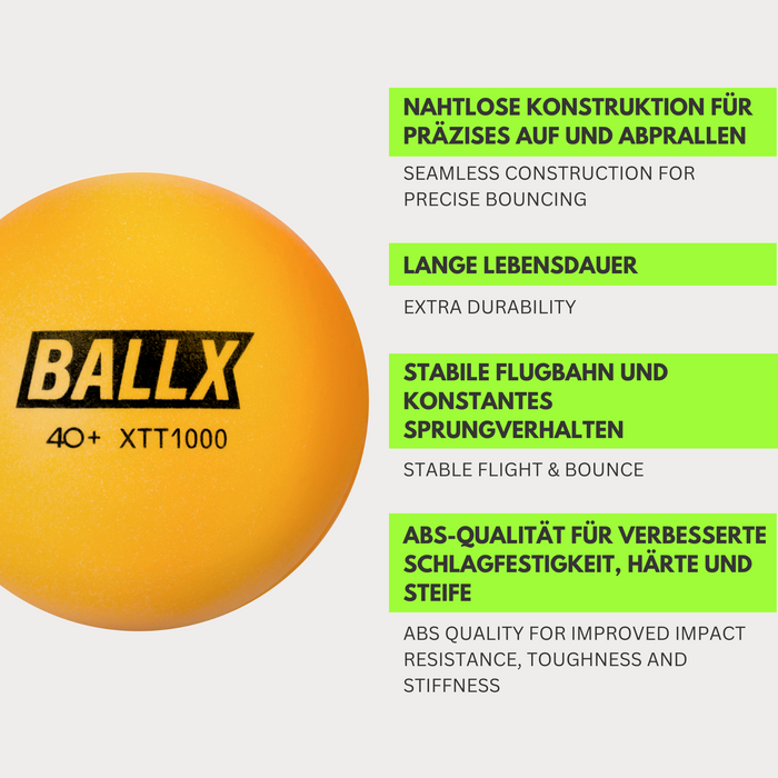 XTT1000 Tischtennisbälle - Freizeitball 40+ ABS orange