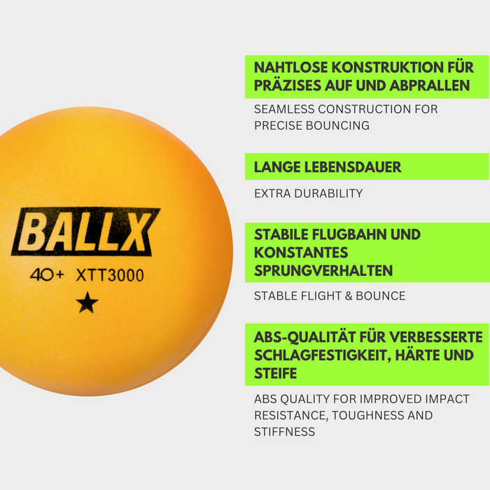 XTT3000 1 Stern Tischtennisbälle - Trainingsball 40+ ABS orange