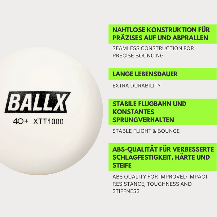 XTT1000 Tischtennisbälle - Freizeitball 40+ ABS weiß