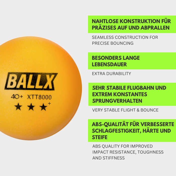 XTT8000 3+ Sterne Tischtennisbälle - Wettkampfball 40+ ABS orange