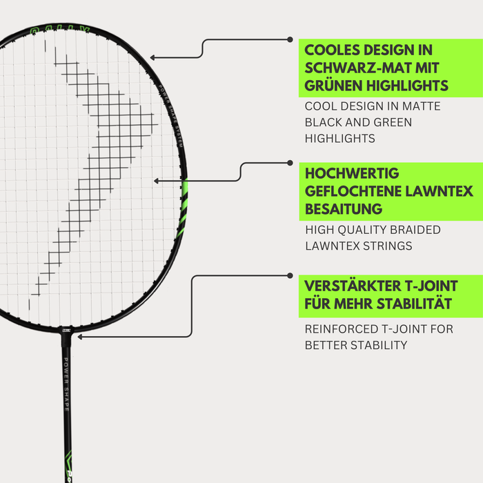 BallX PowerSwift 2000 Badmintonschläger 2er Set inkl. Nylonbälle und Tragetasche