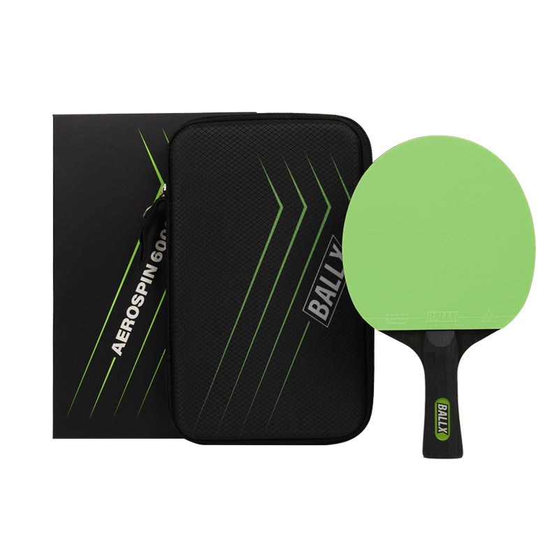 Tischtennisschläger Profi Carbon inkl. Hülle - Zwei unterschiedliche 5 Sterne Beläge (Schwarz & Grün)
